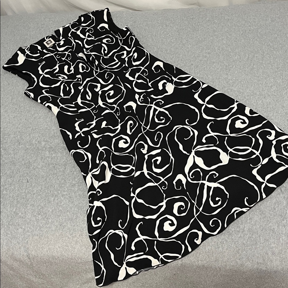 Anne Kline Dress Size 6 Sleeveless Office Career Black White